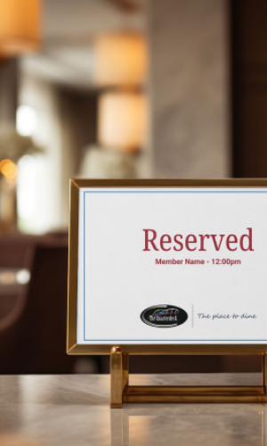 Reserved sign on a customer service desk