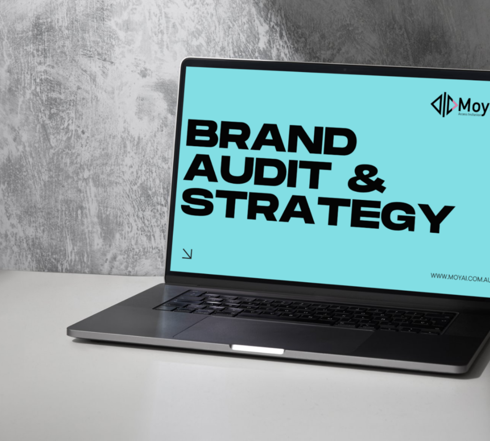 Screenshot 2025-08-29 at 3.11.03 PM Laptop computer with words that say brand audit and strategy moyai